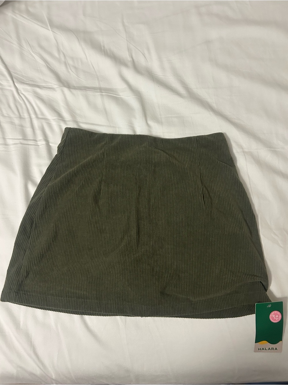 HALARA Corduroy Mini Skort in Olive Green